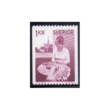 Sverige. 1976. Kniplinger. 1 Kr. AFA nr. 945 **  postfrisk stemplet FDC st,