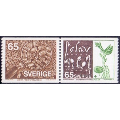 Sverige. 1976. Svensk Frøkontrol i parstykke. AFA nr. 949-50 **  postfrisk stemplet FDC st,
