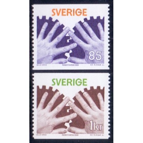 Sverige. 1976. Arbejderbeskyttelse 85 Øre-1 kr. AFA nr. 965-66 **   postfrisk stemplet FDC st,