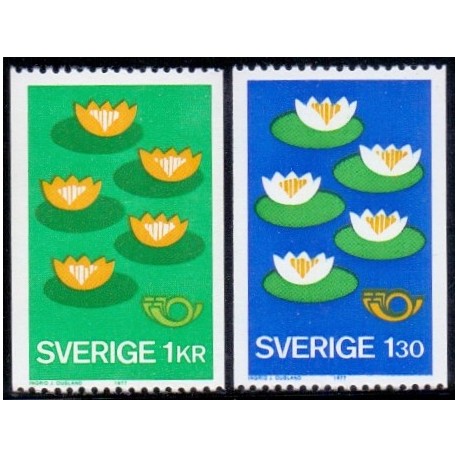 Sverige. 1977. Fællesnordisk udgave. 1,00-1,30 kr. AFA nr. 978-79 **   postfrisk stemplet FDC st,