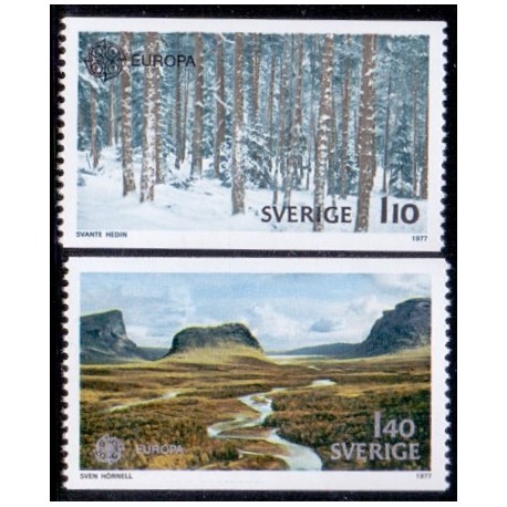 Sverige. 1977. Europamærker / CEPT 1,10-1,40 kr. AFA nr 989-90 **     postfrisk stemplet FDC st,