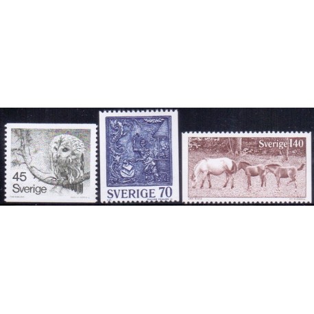 Sverige. 1977. Brugsudgave 45 Øre-1,40 kr. AFA nr. 1002-04 **      postfrisk stemplet FDC st,