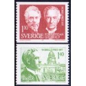 Sverige. 1977. Nobelpristagere 1919 1,10-1,40 kr. AFA nr. 1016-17 **    postfrisk stemplet FDC st,