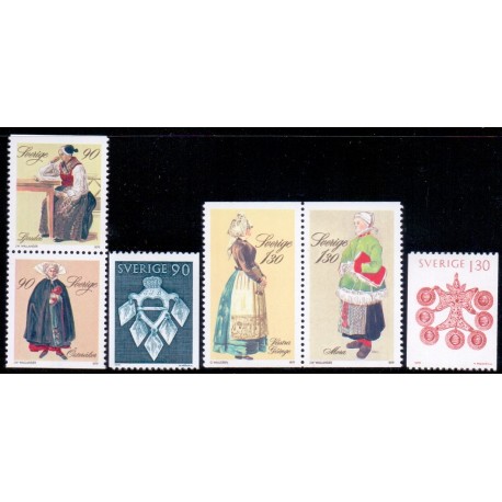 Sverige. 1979. Julefrimærker komplet. AFA nr. 1095Co-1100 ** (2 par+2)  postfrisk stemplet FDC st,