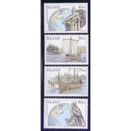 Island. 2000. Opdagelse af Amerika. AFA nr. 930-33 **     postfrisk st. stemplet FDC
