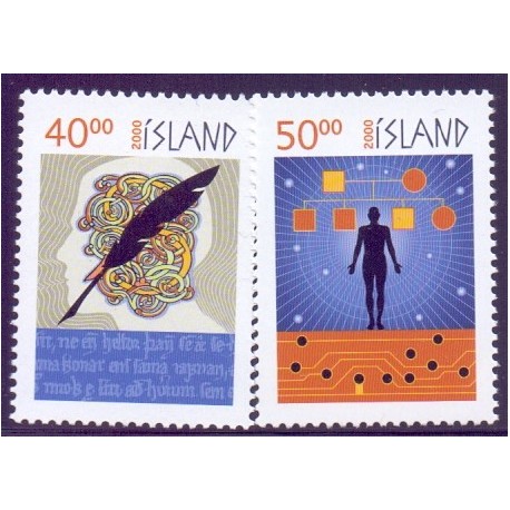 Island. 2000. Årtusindeskiftet. AFA nr. 936-37 **     postfrisk st. stemplet FDC
