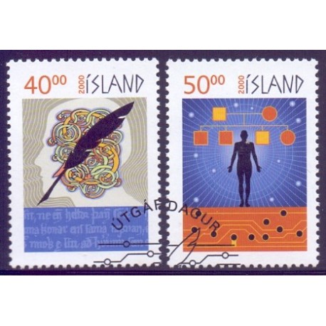 Island. 2000. Årtusindeskiftet. AFA nr. 936-37 **     postfrisk st. stemplet FDC