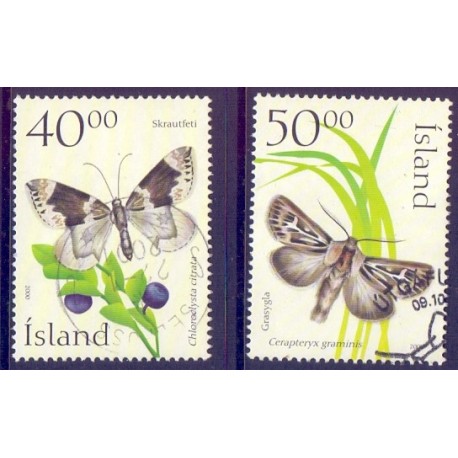 Island. 2000. Sommerfugle. AFA nr. 948-49 **    postfrisk st. stemplet FDC