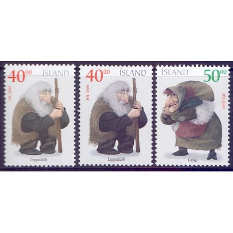 Island. 2000. Julefrimærker. AFA nr. 952-53+952a  ** (3)   postfrisk st. stemplet FDC