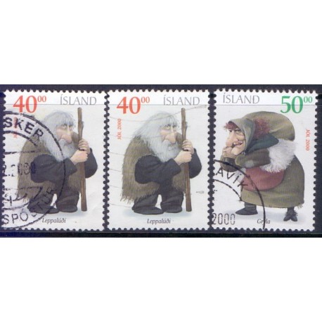 Island. 2000. Julefrimærker. AFA nr. 952-53+952a  ** (3)   postfrisk st. stemplet FDC