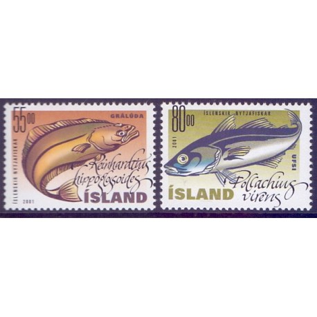 Island. 2001. Nyttefisk. AFA nr. 956-57 **    postfrisk st. stemplet FDC