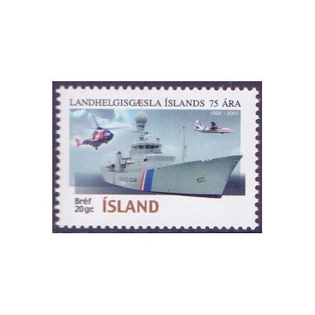 Island. 2001. Kystvagten 75 år. AFA nr. 958 **   postfrisk st. stemplet FDC