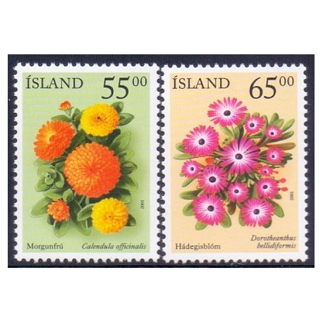 Island. 2001. Sommerblomster II. AFA nr. 960-61 **    postfrisk st. stemplet FDC