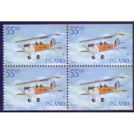 Island. 2001. Gamle fly i sammentryk. AFA nr. 964Cn-965Dnh ** (4-blokke)      postfrisk st. stemplet FDC