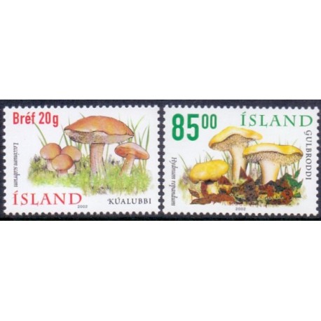 Island. 2002. Vilde svampe III. AFA nr. 985-86 **   postfrisk st. stemplet FDC