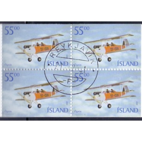 Island. 2001. Gamle fly i sammentryk. AFA nr. 964Cn-965Dnh ** (4-blokke)      postfrisk st. stemplet FDC