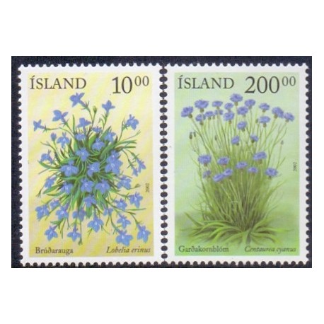 Island. 2002. Sommerblomster III. AFA nr. 1002-03 **  postfrisk st. stemplet FDC