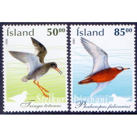 Island. 2002. Fugle. AFA nr. 1007-08 ** postfrisk st. stemplet FDC
