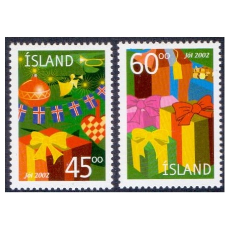 Island. 2002. Julefrimærker, AFA nr. 1009-10 **  postfrisk st. stemplet FDC