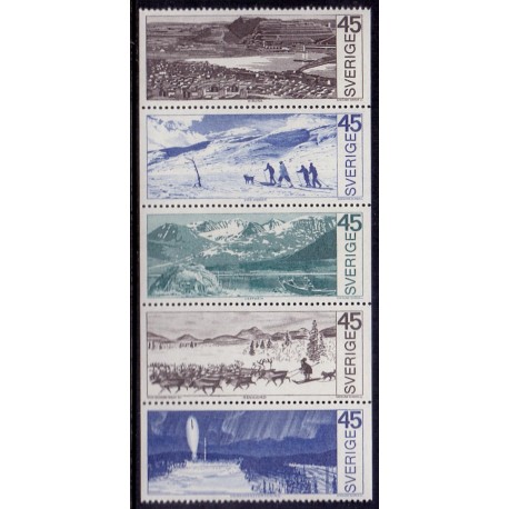 Sverige. 1970. Polarcirklen i Hæfte/blok, AFA nr. 682-86 **     postfrisk stemplet FDC st,