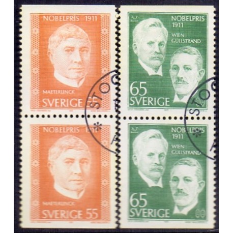Sverige. 1971. Nobelpristager 1911. AFA nr. 740Co-741Cn ** (2 par)  postfrisk stemplet FDC st,