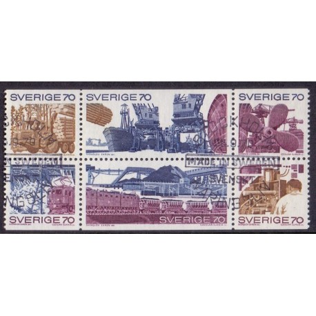 Sverige. 1970. Svensk næringsliv, AFA nr. 690Co-695Cn ** (3 par)    postfrisk stemplet FDC st,