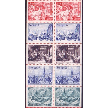 Sverige. 1971. Julefrimærker, i hæfte/blok. AFA nr. 735Cv-739Ch **   postfrisk stemplet FDC st,