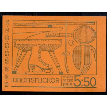 Sverige. 1972. Kvindeidræt, i hæfte/blok. AFA nr. 747Cv-751Ch **  postfrisk stemplet FDC st,