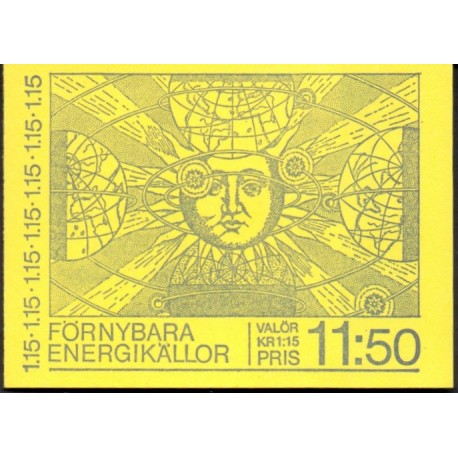 Sverige. 1980 Vedvarende energiformer. AFA nr. 1101-05 postfrisk sammentryk stemplet  hæfte FDC parstykkke