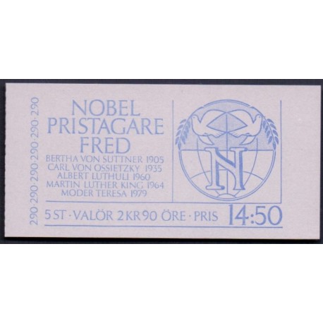 Sverige. 1986. Nobelmærker. AFA nr. 1389-93 postfrisk   Stemplet hæfte FDC parstykkke SWEDEN **/o