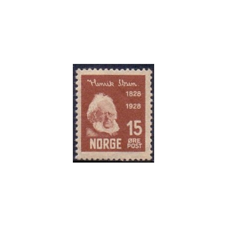 Norge. 1928. Henrik Ibsen. 15 øre. AFA nr. 136 ** st. stemplet postfrisk