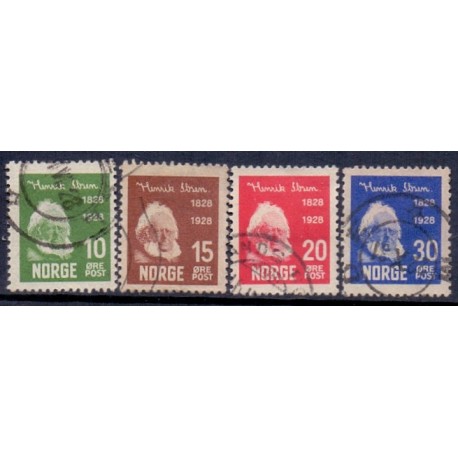 Norge. 1928. Henrik Ibsen. 10-30 øre. AFA nr. 135-38 st. (4) ** st. stemplet postfrisk