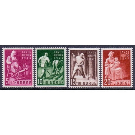 Norge. 1944, Landshjælp II. AFA nr. 305-08 ** st. stemplet postfrisk FDC