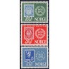 Norge. 1955. Frimærkets 100-års jubilæum. AFA nr. 404-06 ** stemplet postfrisk FDC