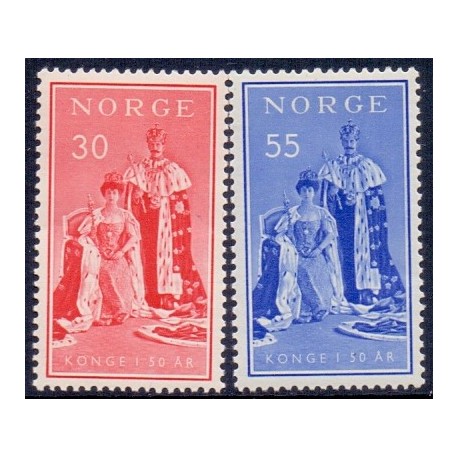 Norge. 1955. Kong Haakon VII 50-års jubilæum. AFA nr. 416-17 ** stemplet postfrisk FDC
