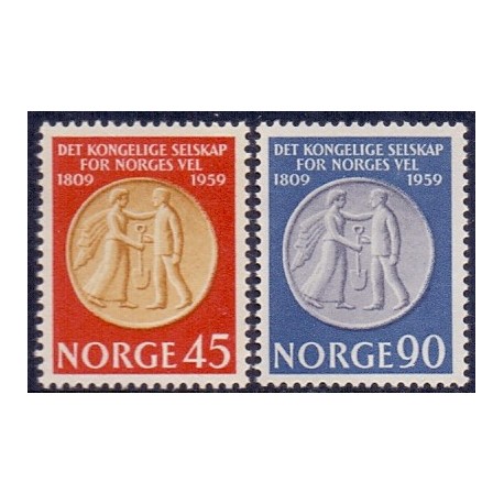 Norge. 1959. Kgl. Selskab for Norges vel. AFA nr. 443-44 ** stemplet postfrisk FDC