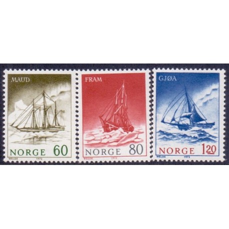 Norge. 1972. Norske polarskibe. AFA nr. 663-65 ** stemplet postfrisk FDC