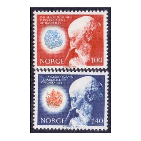 Norge. 1973. Opdagelse af Lepra bakterien. AFA nr. 672-73 ** stemplet postfrisk FDC