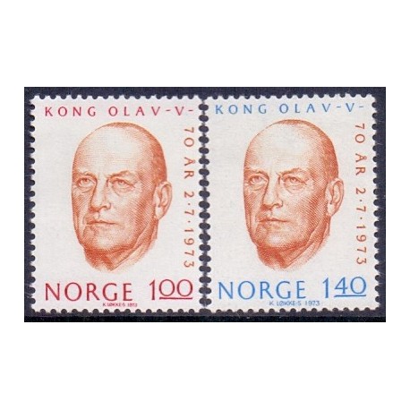 Norge. 1973. Kong Olav V 70 år. AFA nr. 678-79 ** stemplet postfrisk FDC