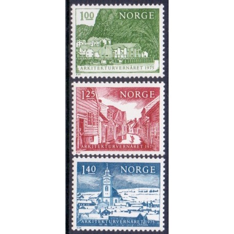 Norge. 1975. Europæisk bygningsfredningsår. AFA nr. 714-16 ** stemplet postfrisk FDC