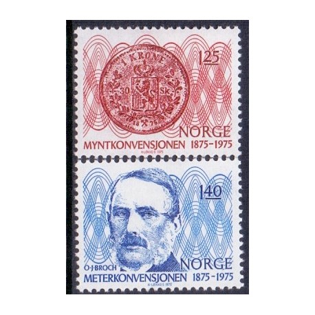 Norge. 1975. Mønt og meterkonventionen. AFA nr. 717-18 ** stemplet postfrisk FDC