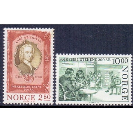 Norge. 1985. Folkebibloteker. AFA nr. 939-40 ** stemplet postfrisk FDC