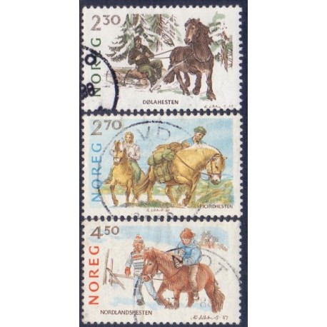 Norge. 1987.  Norske hesteracer. AFA nr. 980-82 ** stemplet postfrisk FDC
