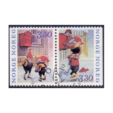 Norge. 1992. Julefrimærker i parstykke.. AFA nr. 1105Cv-06Ch **  stemplet postfrisk FDC