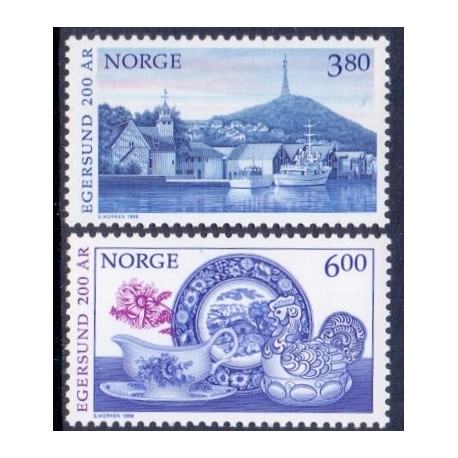 Norge. 1998. Egersund 200'års byjubilæum. AFA nr. 1276-77  ** stemplet postfrisk FDC