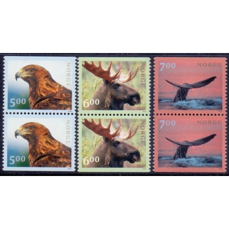 Norge. 2000. Dyrenes konger i 3 parstykker. AFA nr. 1341Co-43Cn ** stemplet postfrisk FDC