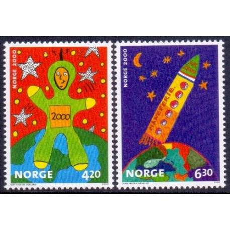 Norge. 2000. International tegnekonkurrence. AFA nr. 1351-52 **  stemplet postfrisk FDC