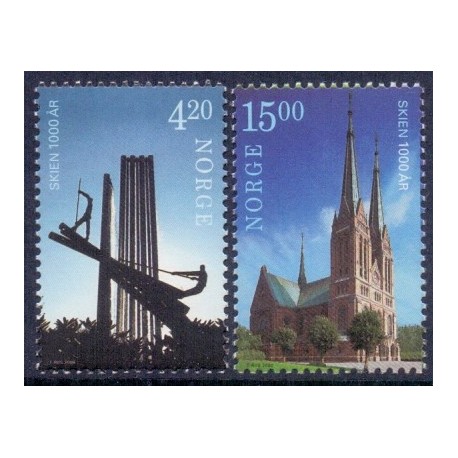 Norge. 2000. Byen Skien 1000 år. AFA nr. 1353-54 **  stemplet postfrisk FDC