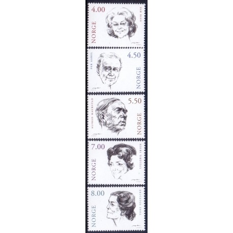 Norge. 2001. Norske skuespiller I. AFA nr. 1365-69 **  stemplet postfrisk FDC