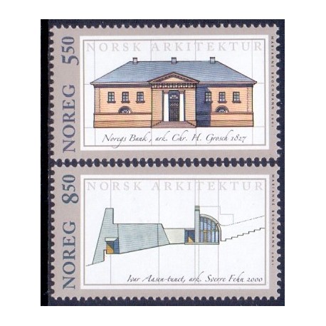 Norge. 2001. Arkitektur, AFA nr. 1378-79 **  stemplet postfrisk FDC